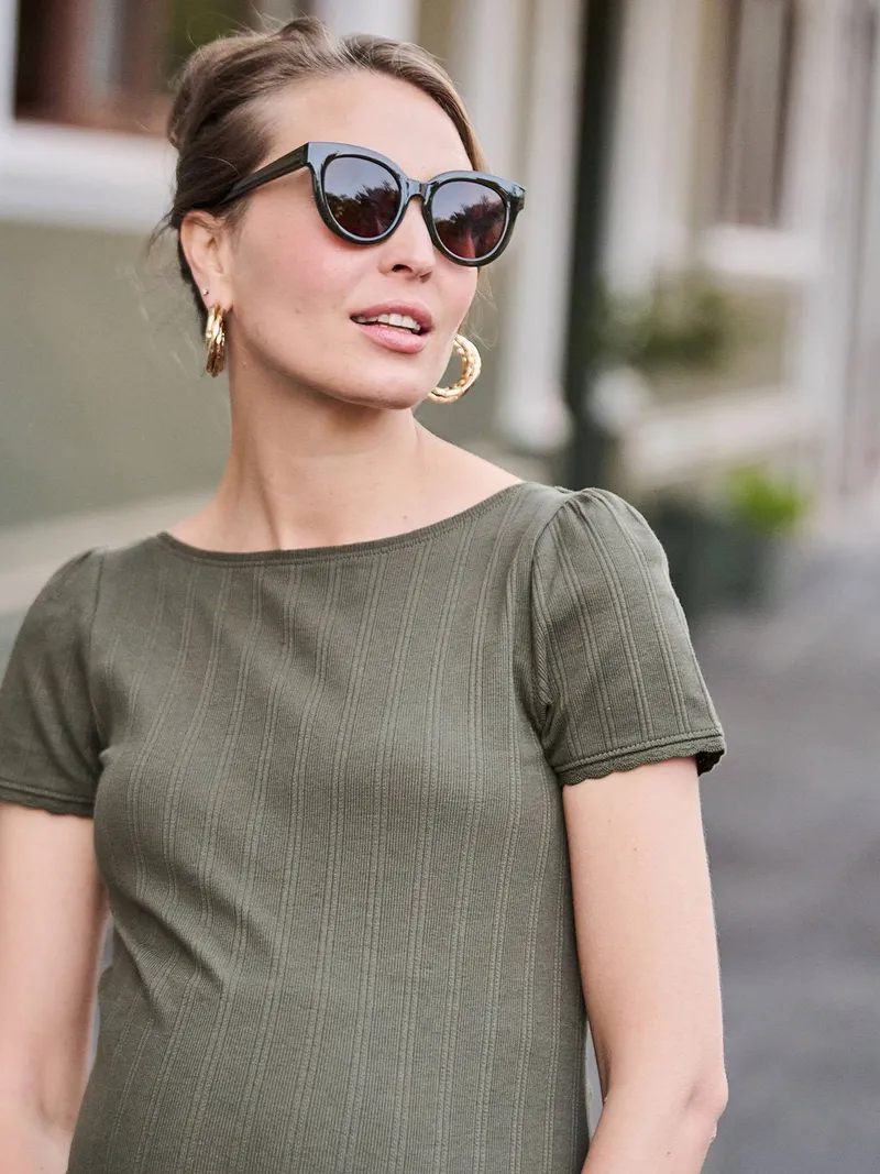 Envie De Fraise Umstandsshirt mit Rückenausschnitt ENVIE DE FRAISE, Khaki, – Produktbild 2 von 4