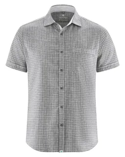 HempAge Hempage Herren vegan Kurzarmhemd Kariert Schwarz/Weiß – Produktbild 1 von 1