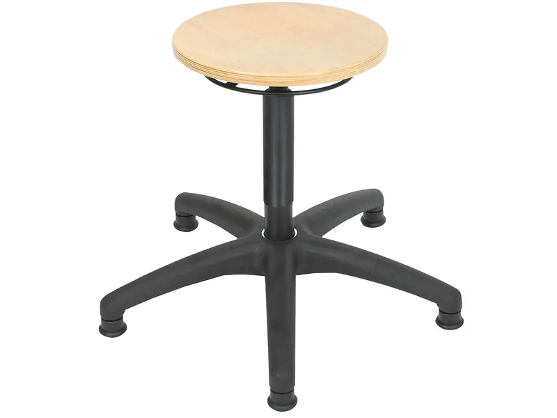 Drehhocker mit Sitz aus Buchenholz, höhe 410-600 mm – Produktbild 1 von 1