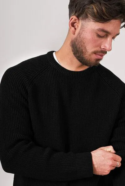 Kultgut Kultgut NEW Generation Recycling - Black Rippstrickpullover, Black, – Produktbild 3 von 4