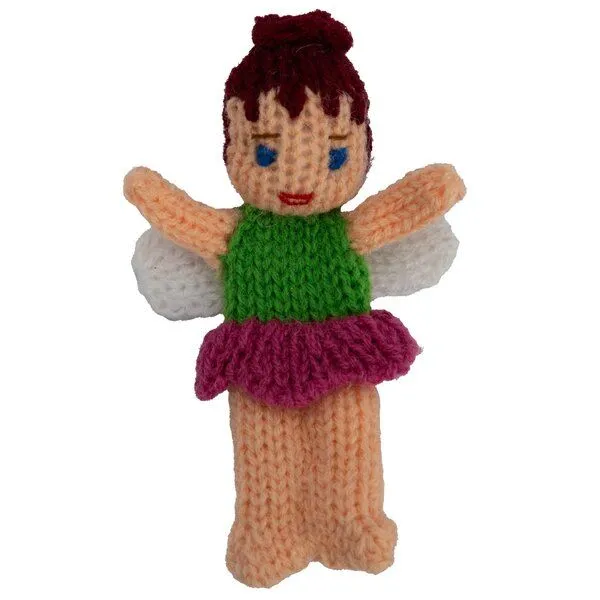El Puente El Puente Gestrickte Fingerpuppe "Elfe" | Fair Trade & Handmade aus Peru, Rosa, – Produktbild 1 von 1