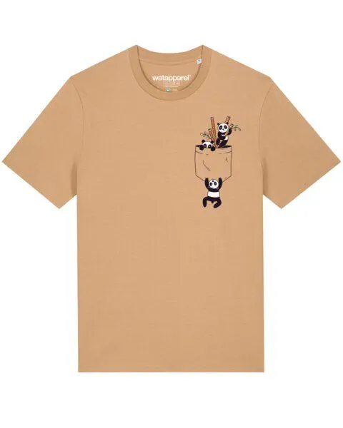 watapparel watapparel T-Shirt Unisex Pocket Pandas, Latte, – Produktbild 1 von 3