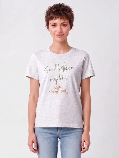 watapparel watapparel T-Shirt Frauen Sand between my toes, Cool heather grey, – Produktbild 2 von 2