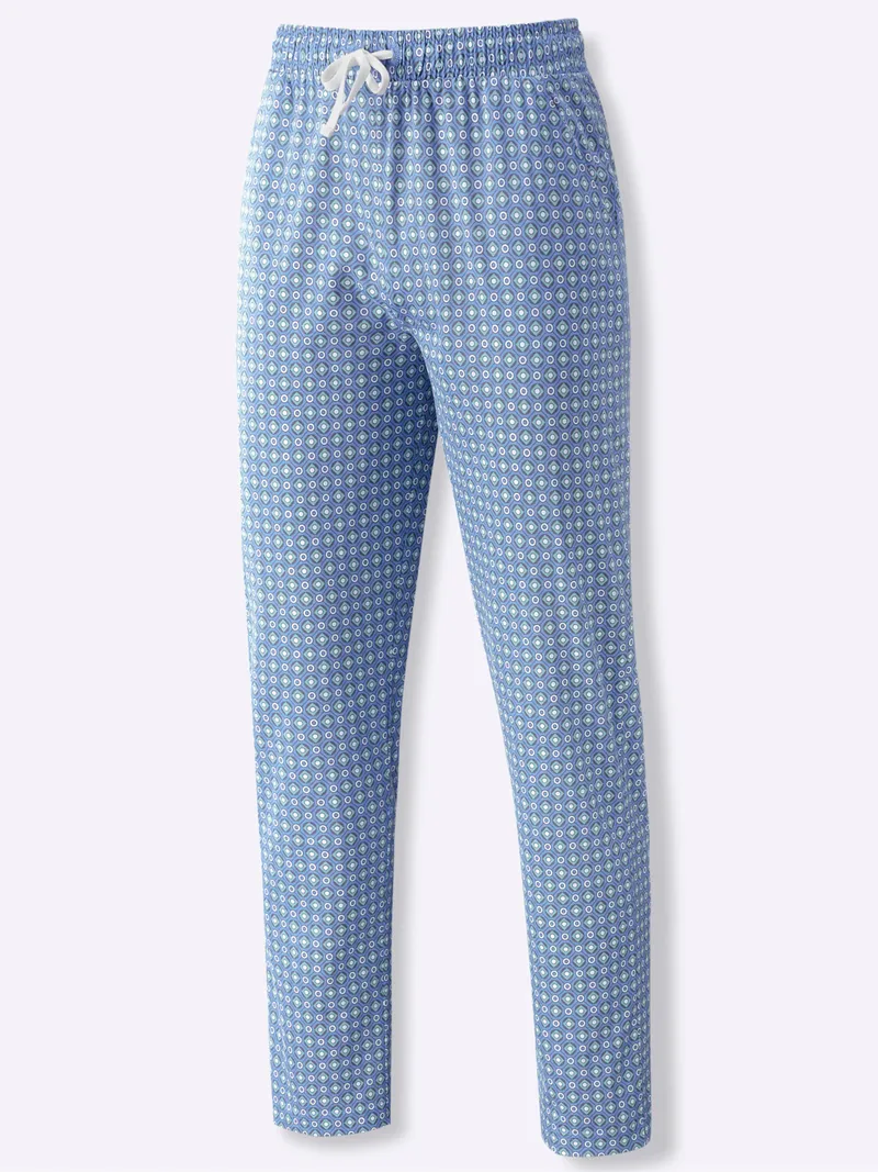 wäschepur men Hose lang mittelblau-ozean-bedruckt, Mittelblau-ozean-bedruckt, – Produktbild 1 von 2