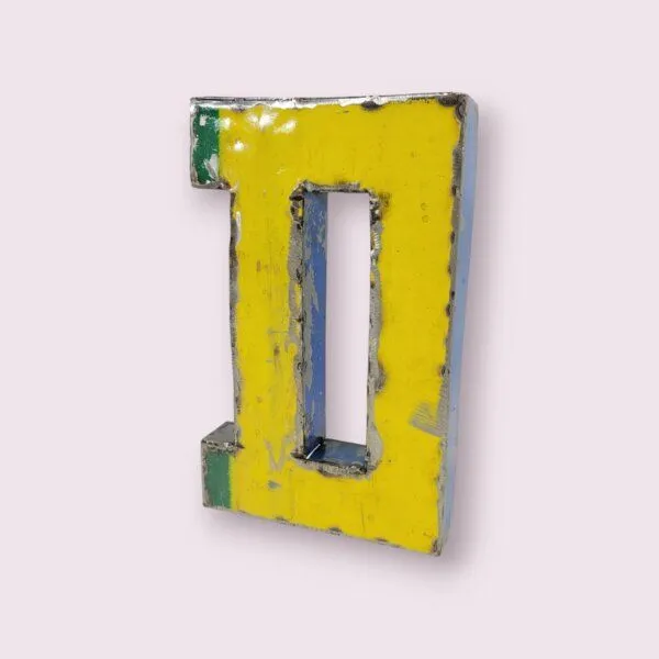 Moogoo Creative Africa Moogoo Creative Africa Buchstabe "D" aus recycelten Ölfässern | 22 oder 50 cm | verschiedene Farben | Upcycling | handgemacht & fair, Gelb, – Produktbild 1 von 1