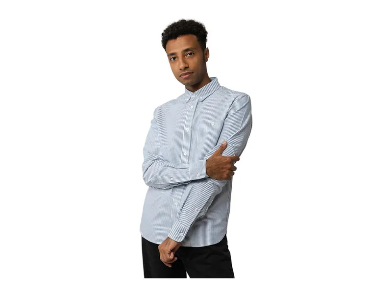 MELA MELA Bio-Herren-Hemd "AJAY" blue stripes, Gr. S – Produktbild 1 von 1