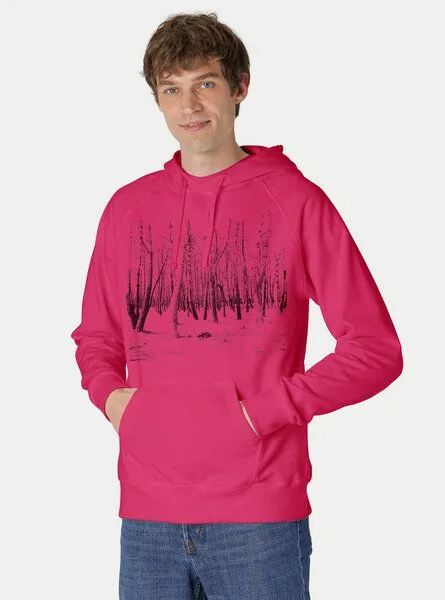 Peaces.bio - handbedruckte Biomode Peaces.bio - handbedruckte Biomode Hoodie Woodland Herren, Pink, – Produktbild 2 von 2