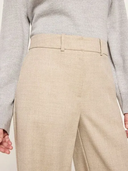 LANIUS LANIUS Verkürzte Hose aus Bio-Schurwolle, Beige melange, – Produktbild 2 von 4