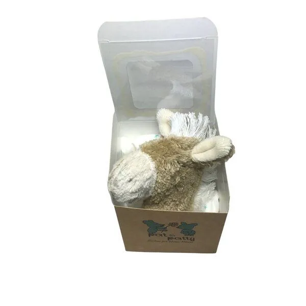 Pat und Patty Pat und Patty Personalisertes Schmusetuch/ Schnuffeltuch, Greifling "Pferd" ,Farbe : beige oder messing, 100 % Baumwolle-kbA, Beige, – Produktbild 5 von 5