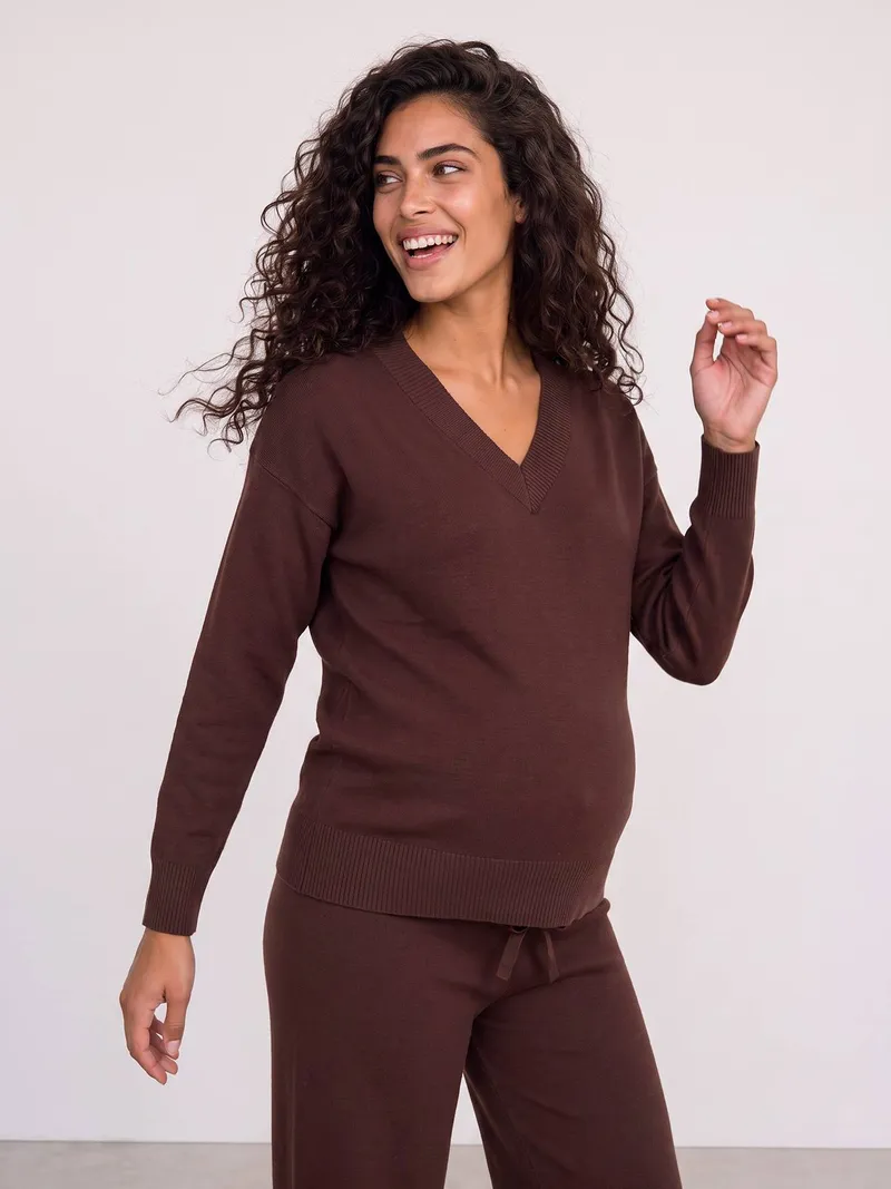 Vertbaudet Vertbaudet Umstands-Set aus Pullover und weiter Hose, Schokolade, – Produktbild 4 von 4