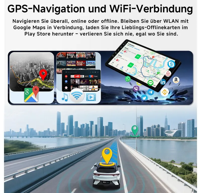 A-Sure CarPlay Für Opel Zafira Tourer C 2011-2016 GPS RDS Android 15 Autoradio (Digitalradio (DAB), FM, Carplay Android Auto Bluetooth EQ USB GPS Navi WIFI Touchscreen) – Produktbild 5 von 5