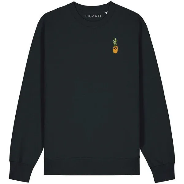 LIGARTI Bestickter Pullover – Ananas – LIGARTI Tiermanufaktur, Schwarz, – Produktbild 1 von 2