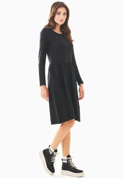 ORGANICATION ORGANICATION Langarm-Jerseykleid aus Bio-Baumwolle, Black, – Produktbild 2 von 4