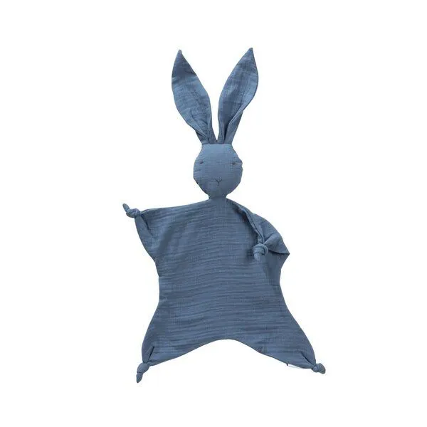 Bebekevi Bebekevi Schmusetuch Hase aus Musselin| 2-lagig | Kuschel- & Schlafbegleiter, Indigo, – Produktbild 1 von 3