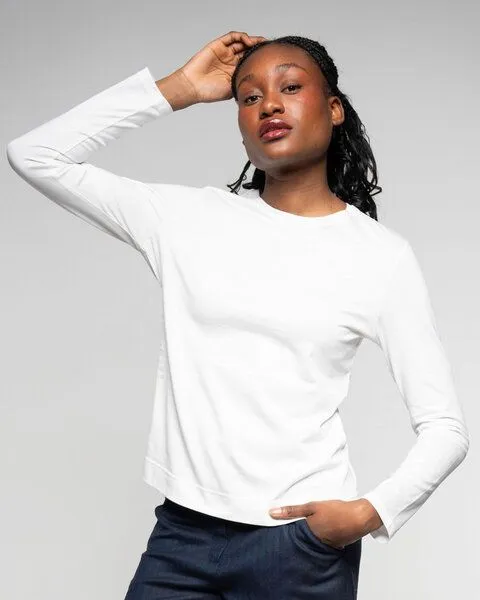 Alma & Lovis Alma & Lovis Royal Jersey Langarmshirt aus Organic Cotton | Royal Longsleeve, White (weiss), – Produktbild 2 von 4