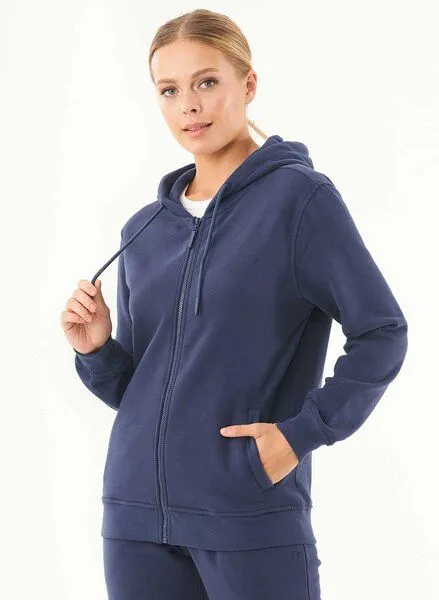 ORGANICATION ORGANICATION Soft Touch Zip-Hoodie aus Bio-Baumwolle, Blau(navy), – Produktbild 3 von 4