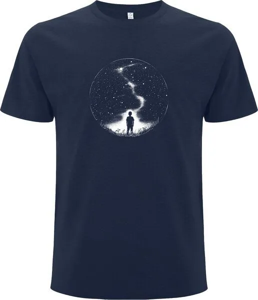 Spreecult Spreecult Sternenkind - Bio und Fair - Männer Unisex T-Shirt - Sternenhimmel, Navy blau, – Produktbild 2 von 2