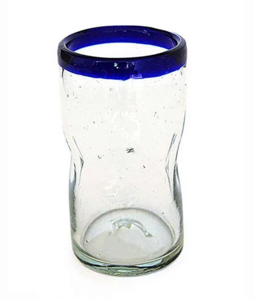 GLOBO Fair Trade GLOBO Fair Trade Trinkglas CRUSHED, aus Recyclingglas, mundgeblasen, viele Designs, Blau, – Produktbild 1 von 1