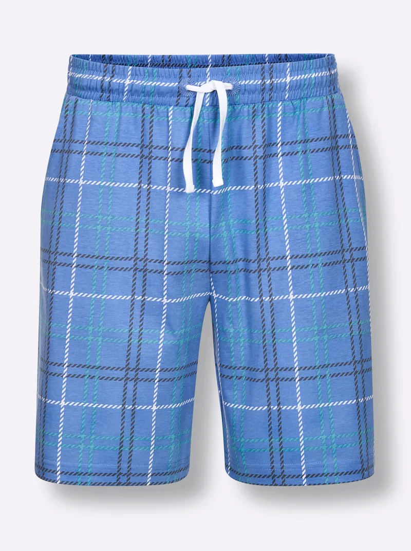 wäschepur men Hose kurz mittelblau-ozean-kariert, Mittelblau-ozean-kariert, – Produktbild 2 von 2