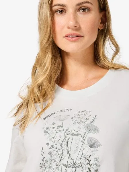 Super.Natural Super.Natural W Rock Flowers Bio C LS für Damen, Merino, White/green/various, – Produktbild 2 von 4