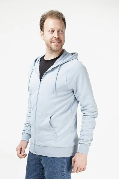 Evermind Evermind Unisex Kapuzenjacke aus Bio-Baumwolle, Blauer nebel, – Produktbild 4 von 4