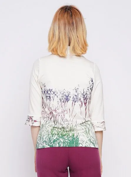 Peaces.bio - handbedruckte Biomode Peaces.bio - handbedruckte Biomode Bluse Mystic Iris – Produktbild 2 von 3