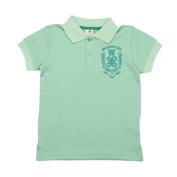 Walkiddy Walkiddy Mädchen Poloshirt GOTS zertifiziert, Bio-Baumwolle, hellgrün, „Meadow“, Kurzarm, weich, Blau, – Produktbild 1 von 3