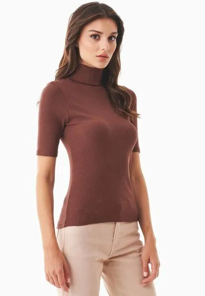 ORGANICATION ORGANICATION Rollkragenshirt aus Bio-Baumwolle, Braun(radical brown), – Produktbild 3 von 4