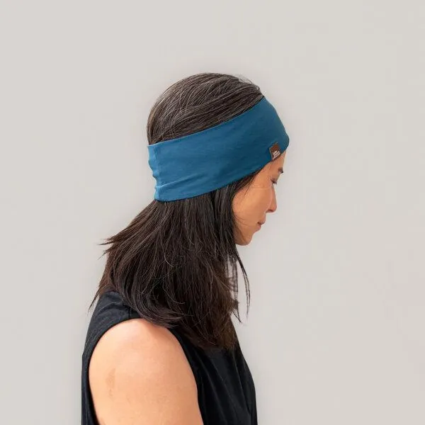 Liebe Deinen Planeten Liebe Deinen Planeten Bio Stirnband Basic - elastischer Baumwoll Jersey in vielen Farben, Petrol, – Produktbild 3 von 4