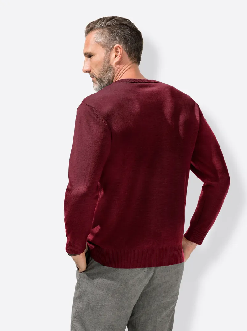 marco donati V-Ausschnitt-Pullover, Bordeaux, – Produktbild 1 von 2