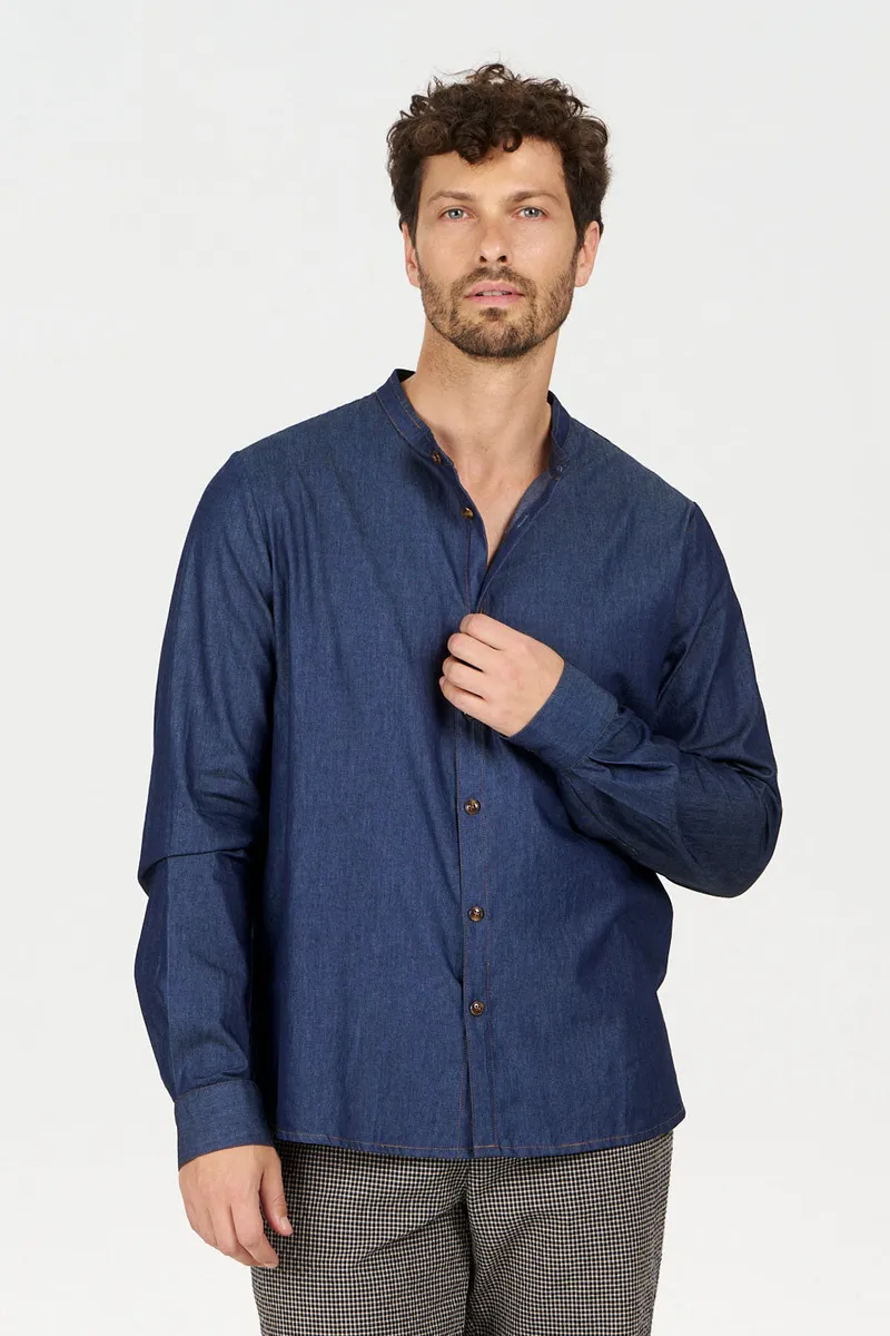 KOMODO KOMODO Herren vegan Hemd Robbie Chambray Mid Wash Blau, Dunkelblau, – Produktbild 2 von 2