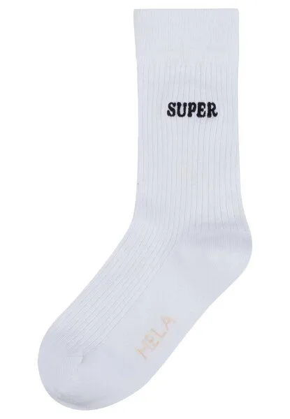 MELA Gerippte Socken Stickerei 1er Pack | von MELA | Fairtrade & GOTS zertifiziert, Wiess / super, – Produktbild 1 von 2