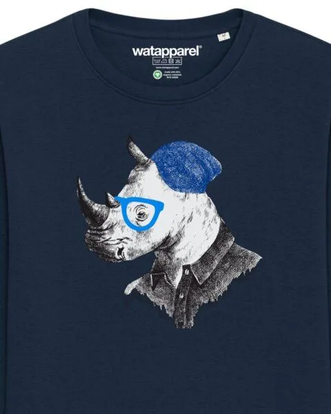 watapparel watapparel Sweatshirt Unisex Nashorn, French navy, – Produktbild 3 von 4