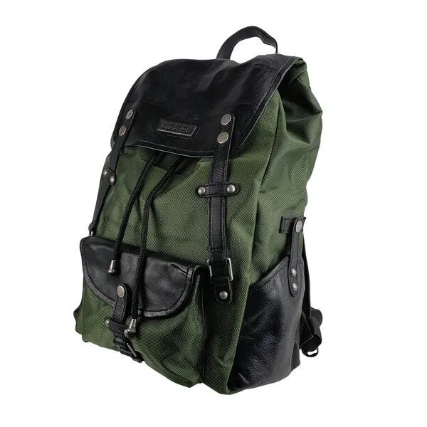 manbefair manbefair Laptop Rucksack Athena aus recyceltem Nylon Gewebe und Rinds-Leder, Grün, – Produktbild 3 von 3