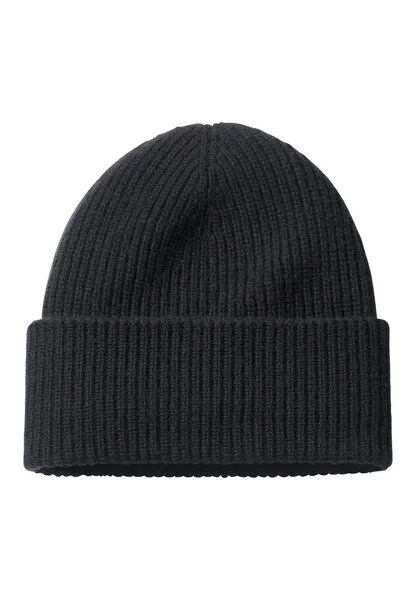hessnatur hessnatur Strick Mütze aus Bio-Merinowolle mit Cashmere, Schwarz, – Produktbild 2 von 3