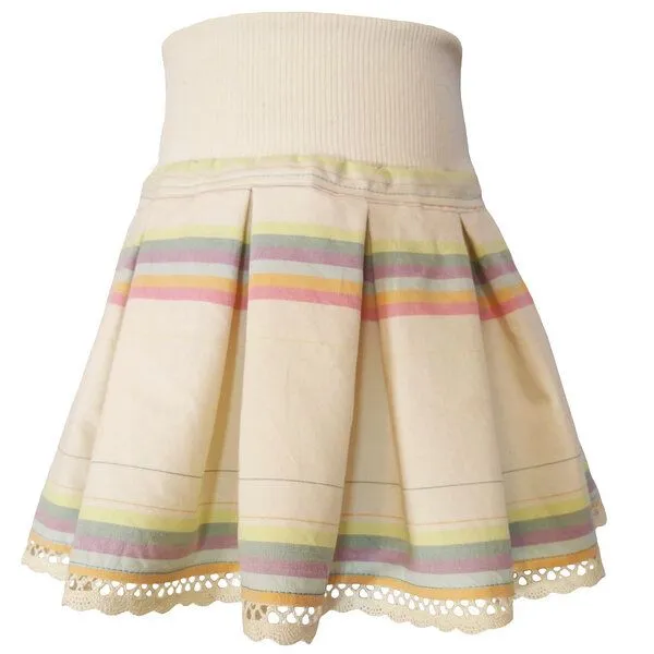 liebewicht liebewicht Faltenrock für Mädchen weiß bunt gestreift bio, White, – Produktbild 2 von 8