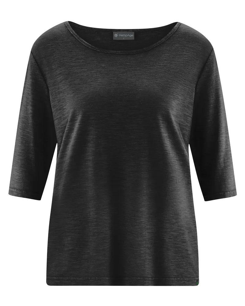 HempAge Hempage Damen vegan T-Shirt, Lässige Passform Schwarz, Schwarz, – Produktbild 1 von 2