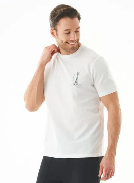 ORGANICATION ORGANICATION T-Shirt aus Bio-Baumwolle mit Ski-Print, Weiß(off white), – Produktbild 3 von 4