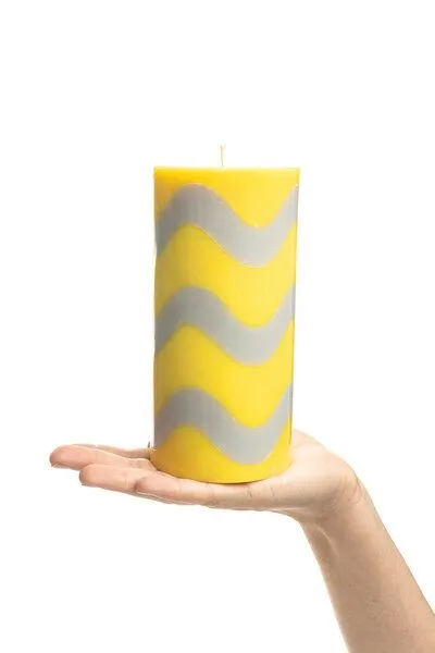 Tranquillo Tranquillo Stumpenkerze GLUMI WAVE, Wax042-yellow, – Produktbild 3 von 3