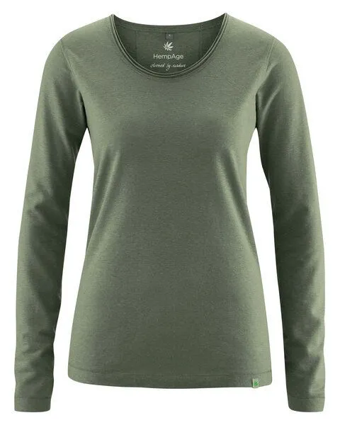 HempAge HempAge Damen Langarm-Shirt Lene Hanf/Bio-Baumwolle, Moss(grün), – Produktbild 1 von 4