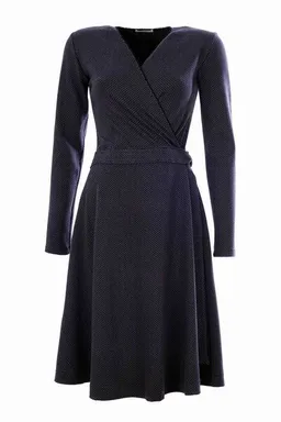 WIRKSTOFF Potsdam WIRKSTOFF Potsdam Kleid in Wickeloptik, Grau-Schwarz, Fischgrät, Bio-Baumwolle – Produktbild 1 von 1