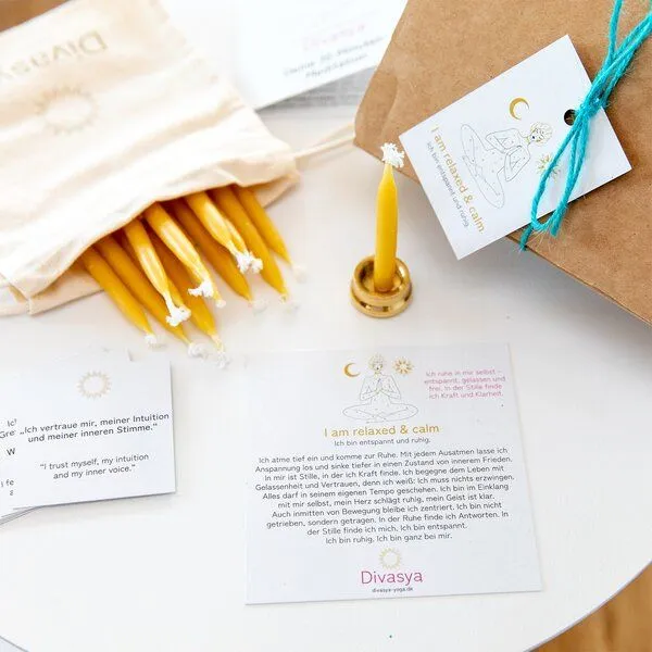 Divasya Divasya Geschenkset | 20-Minuten-Kerzen für Meditation & Achtsamkeit | I am relaxed & calm – Produktbild 1 von 4