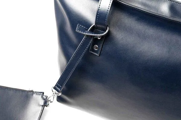 GREVIRO GREVIRO Totebag "XL" aus Kaktusleder (vegan), Blau glatt, – Produktbild 3 von 4