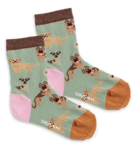DillySocks DillySocks Kindersocken Lil Doggy Dog aus Biobaumwoll-Mix, Grün, – Produktbild 1 von 3