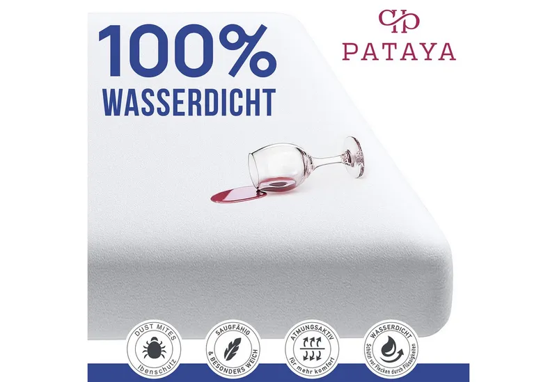 Matratzenschoner 90x200, 140x200, 160x200, 180x200 Matratzenauflage, Fitted Pataya, wasserundurchlässig, atmungsaktiv, pflegeleicht – Produktbild 4 von 5