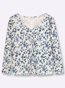 sheego Langarmshirt champagner-rauchblau-gemustert – Produktbild 1 von 1