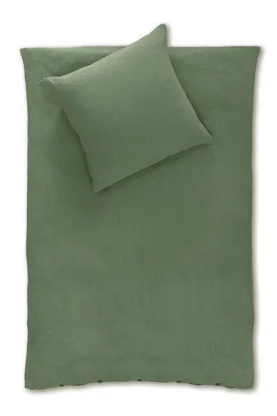 jilda-tex jilda-tex Musselin-Bettwäsche Medina 100% Bio-Baumwolle Made in Green in naturfarben, Grün, – Produktbild 2 von 4