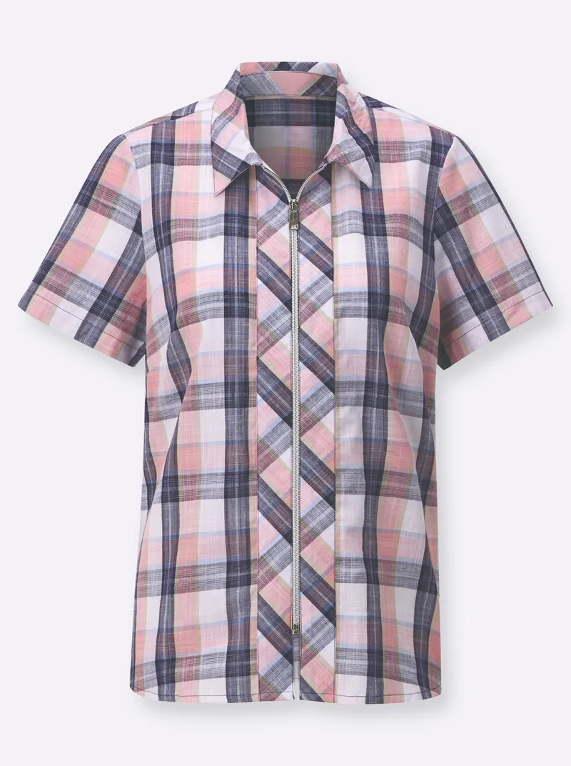 Witt Karobluse flamingo-marine-kariert, Flamingo-marine-kariert, – Produktbild 2 von 2
