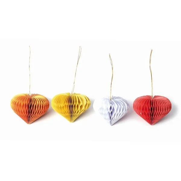 El Puente El Puente Hängedeko "Lampion", 4er-Set | Fair Trade & Handmade aus Bangladesch, Gelb,weiß,rot,orange, – Produktbild 1 von 1