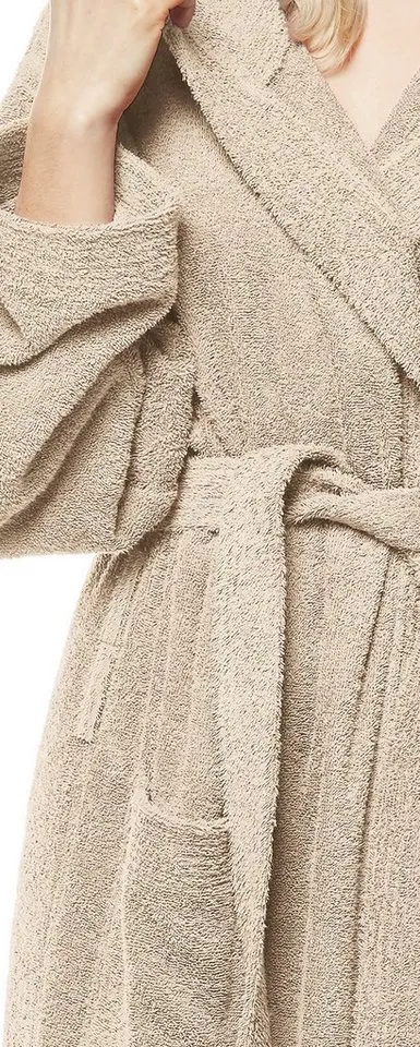 Arus Arus Damenbademantel Pandora, extra lang, mit Kapuze, 100% Baumwolle, für Spa & Zuhause, langform, 100% Baumwolle, Kapuze, Gürtel, mit Kapuze, extra lang, 100% Baumwolle, Braun, – Produktbild 5 von 5